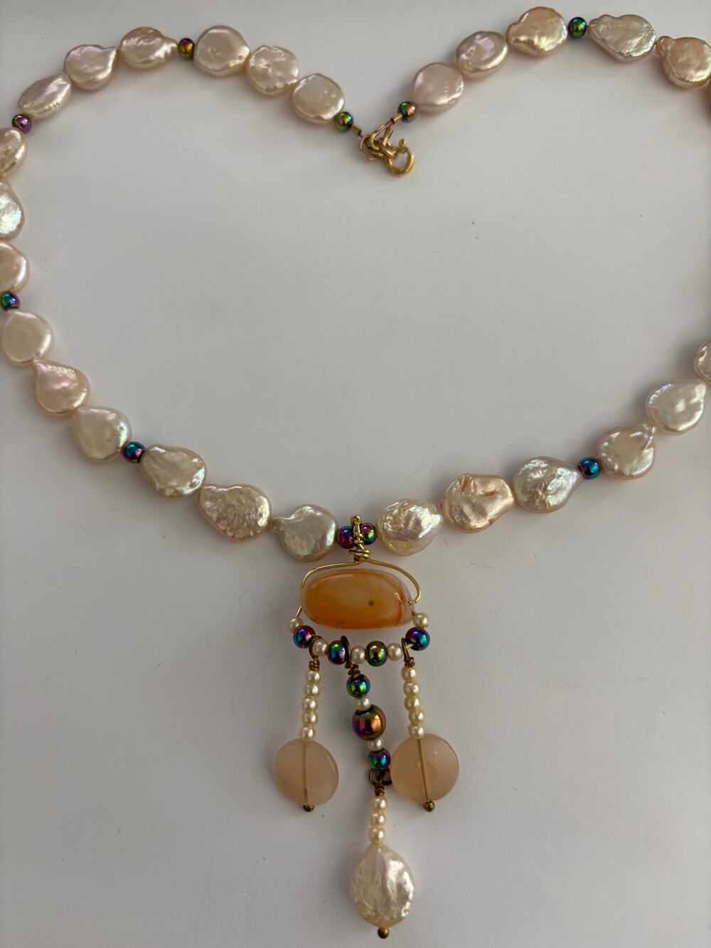 Freshwater Pearls Beaded Necklace Gold Filled Clasp